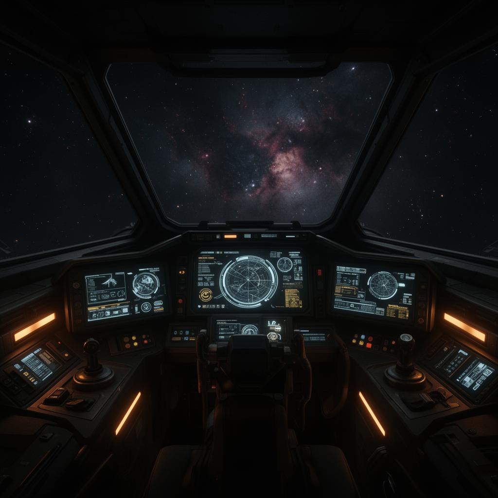 Cockpit-Sicht eines Star-Citizen-Schiffes mit HUD-Anzeigen