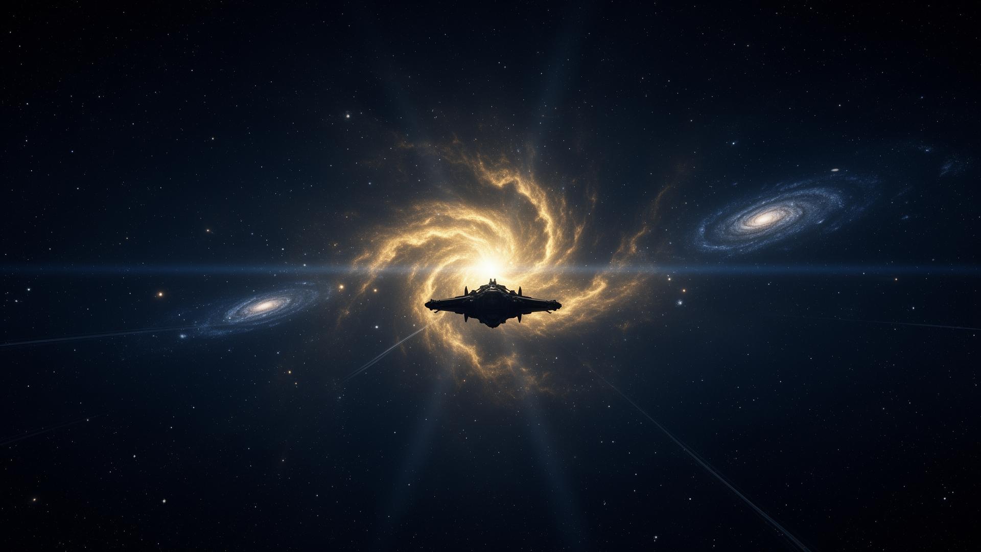 Deep space exploration scene